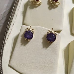 New Cutest princess earrings purple white stone